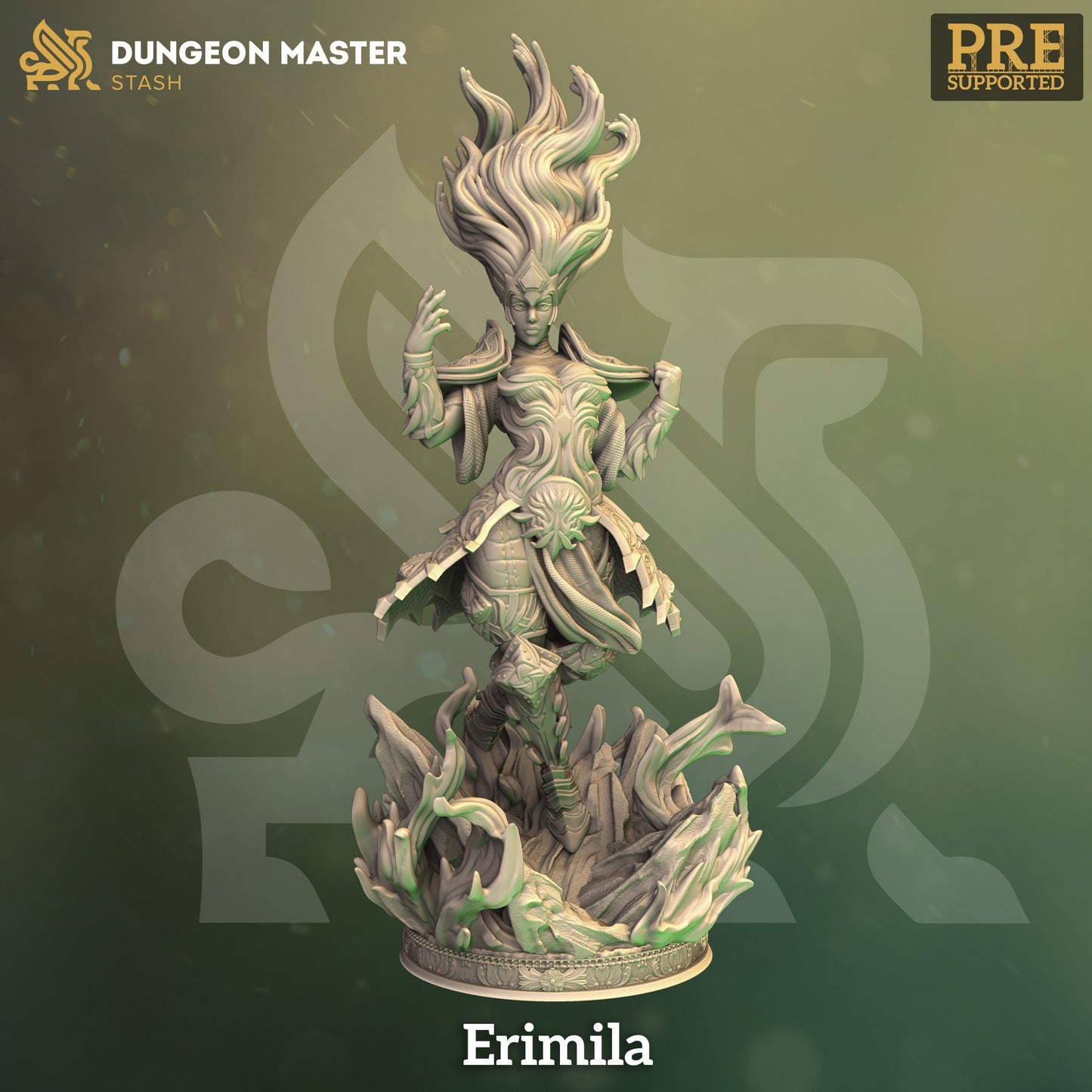 Fiery Sorceress - Erimila Mage Figure + base + BONUS print 3d 12k miniature Gift Idea mini | Dungeons & Dragons | Tabletop | DM Stash