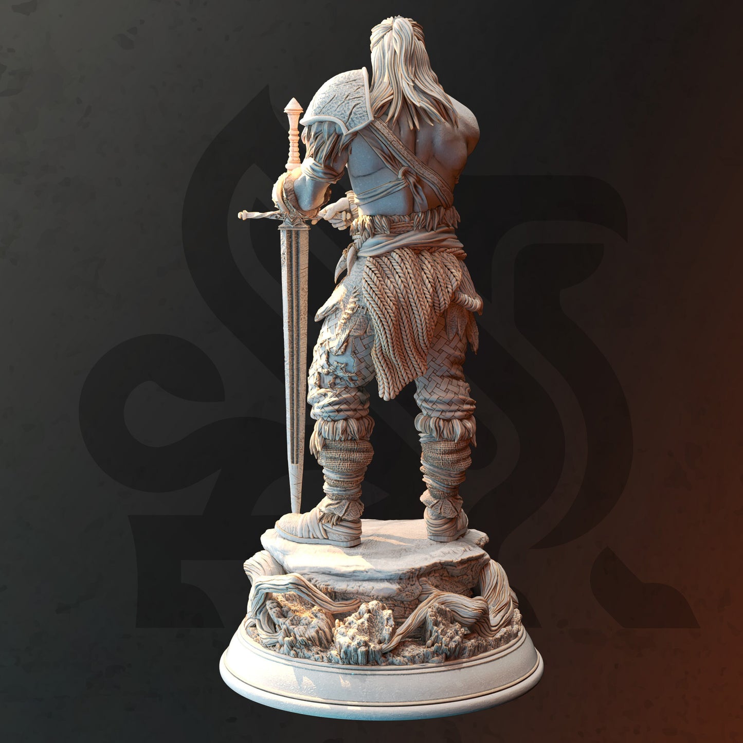 Human Wild Barbarian Fighter - Lucian Grey Figure 12k + Base Print 3D RPG Miniature Gift Idea mini | Dungeons & Dragons Tabletop DM Stash