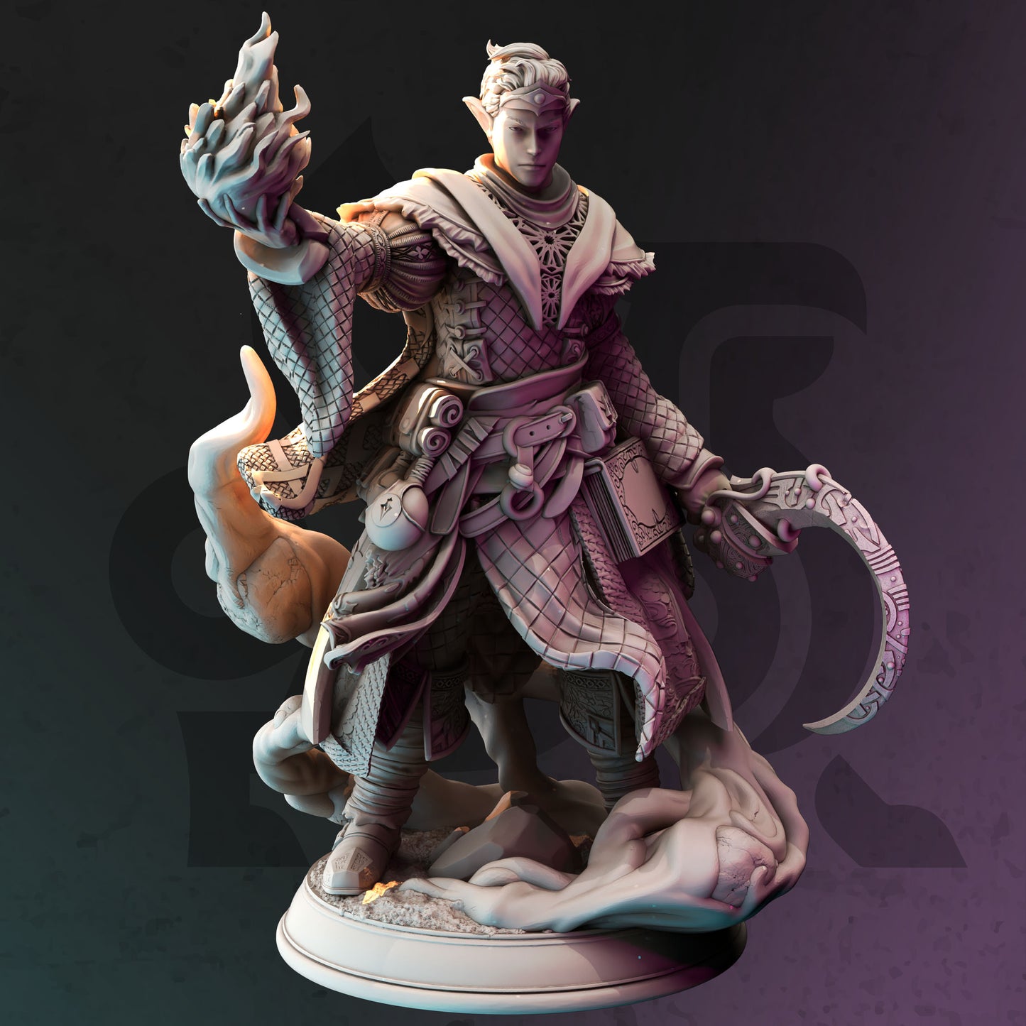 Drow Moon Sorcerer Elf Mage - Yunas Figure 12k + Base Print 3D RPG Miniature Gift Idea mini | Dungeons & Dragons | Tabletop | DM Stash