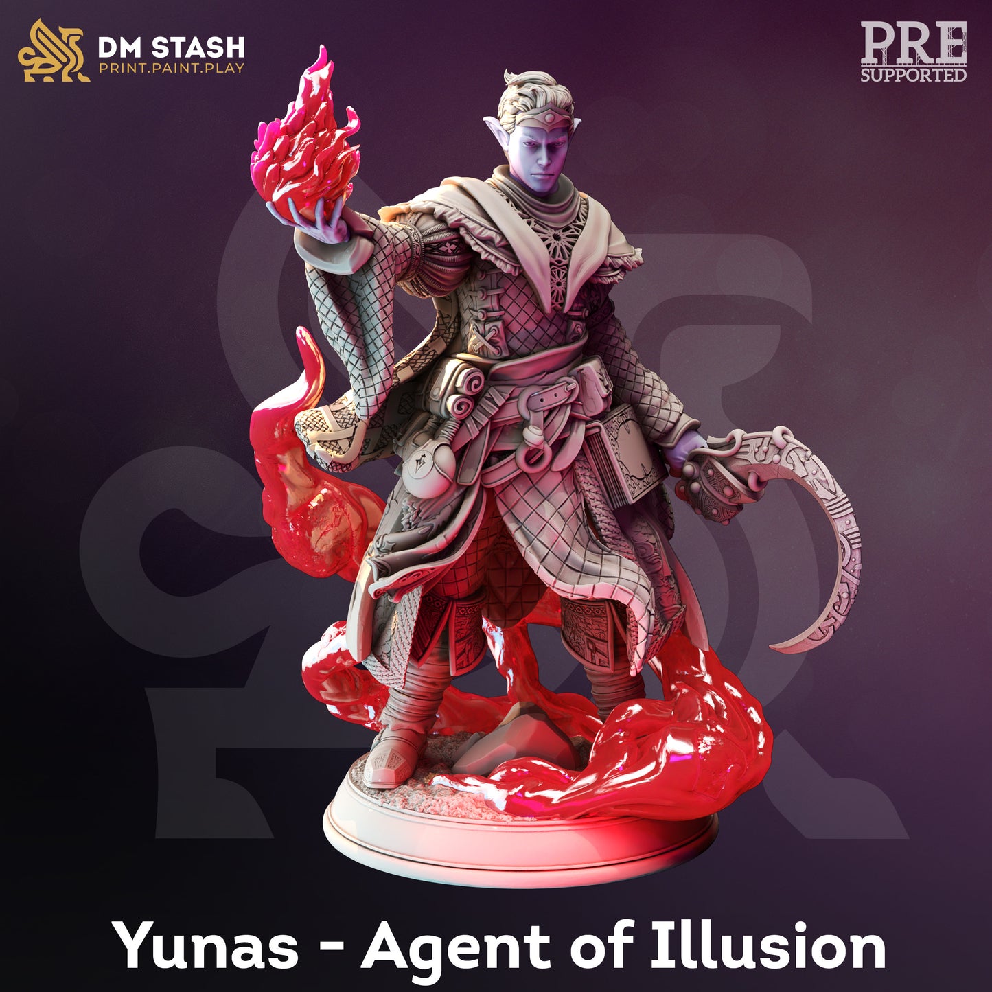 Drow Moon Sorcerer Elf Mage - Yunas Figure 12k + Base Print 3D RPG Miniature Gift Idea mini | Dungeons & Dragons | Tabletop | DM Stash