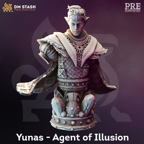 BUST - Drow Luna Hechicero Elfo Mago - Yunas 120mm tall figure print 3d 12k miniature Gift Idea Mazmorras and Dragons Mesa de Juego DM Stash