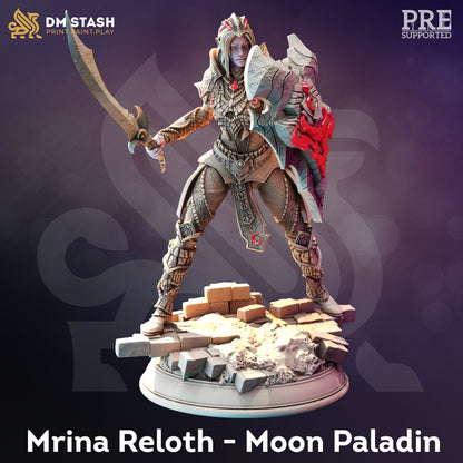 Drow Moon Paladin - Mrina Reloth Figure 12k + Base Print 3D RPG Miniature Gift Idea mini | Dungeons & Dragons | Tabletop DM Stash