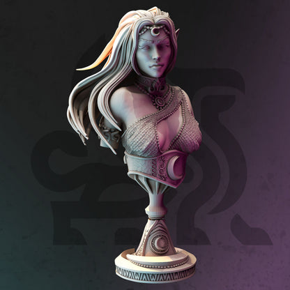 BUST - Drow Moon Priestess - Kadna Glyndrel 120mm tall figure print 3d 12k miniature Gift Idea Dungeons and Dragons Tabletop DM Stash