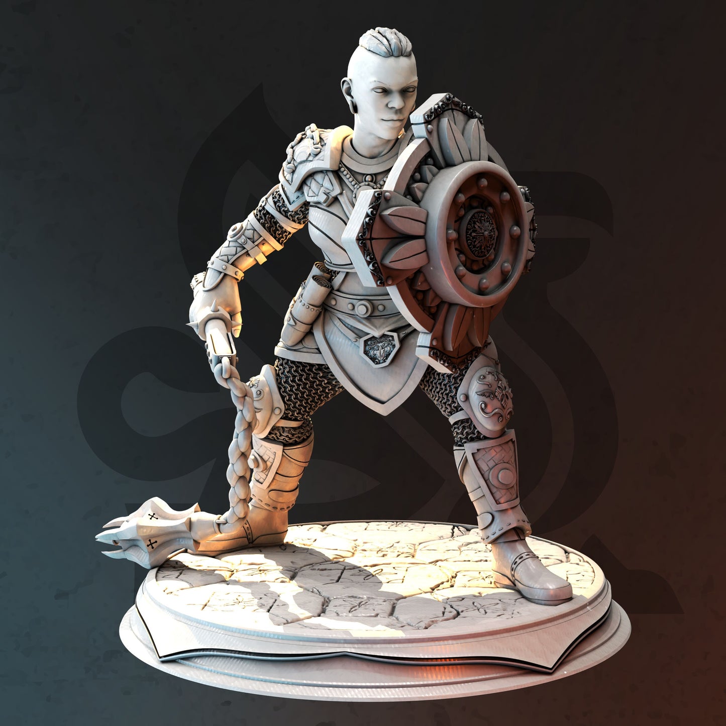 Dwarf Knowledge Cleric Gladiator - Tergrid Figure 12k + Base Print 3D RPG Miniature Gift Idea mini Dungeons & Dragons Tabletop DM Stash