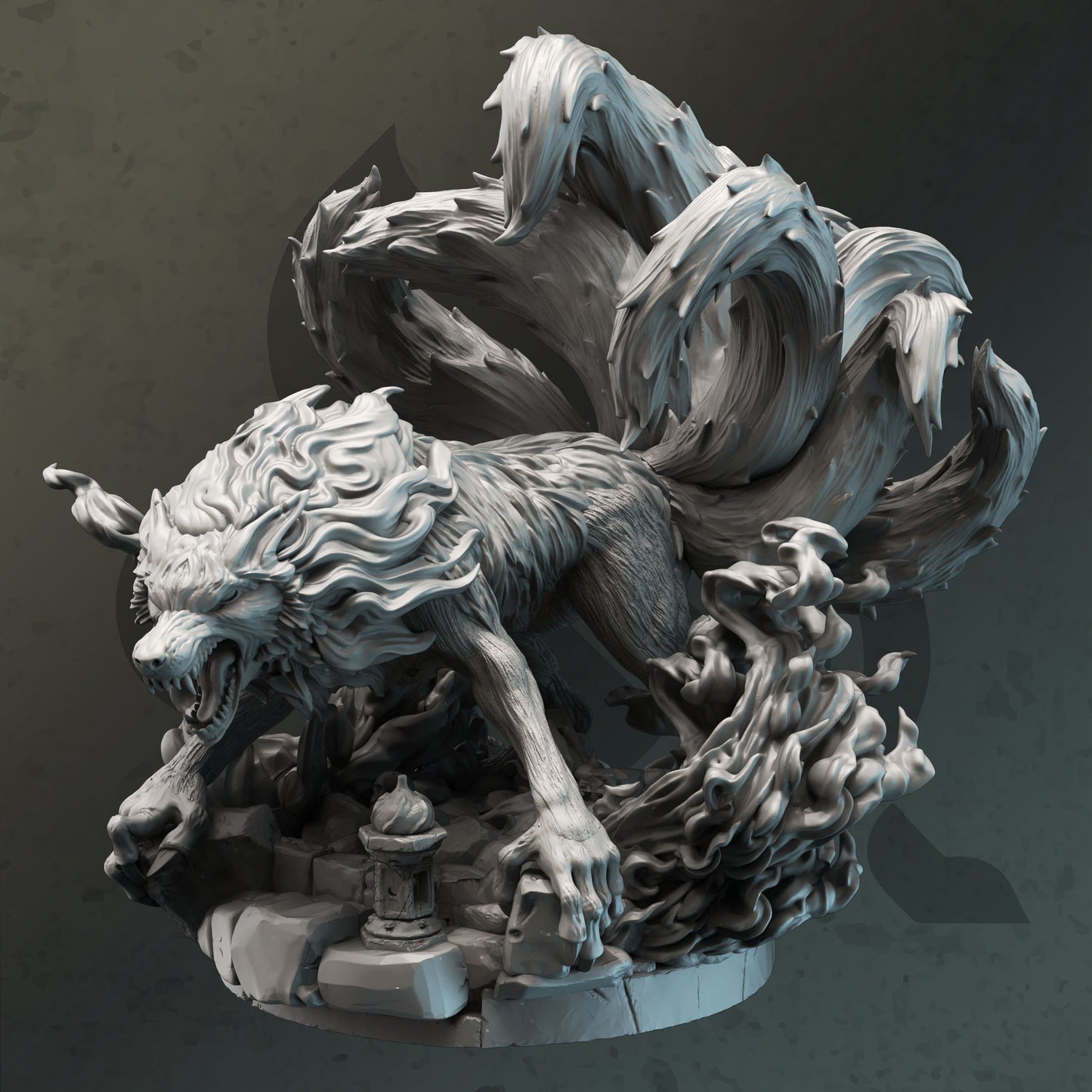 Nine Tailed Fire Fox - Kyubiko LARGE Figure 12k + Base Print 3D RPG Miniature Gift Idea mini | Dungeons & Dragons | Tabletop | DM Stash