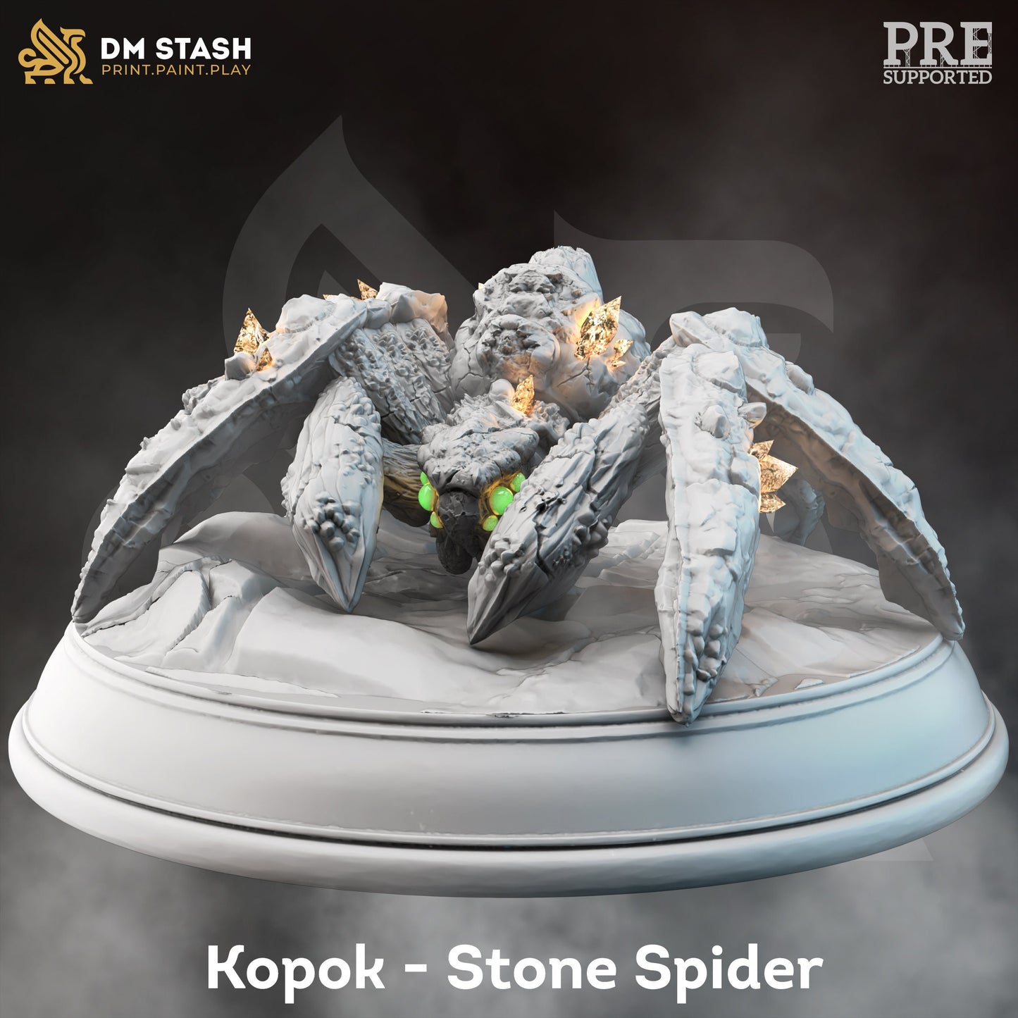 Stone Spider Monster - Kopok Figure 12k + Base Print 3D RPG Miniature Gift Idea mini | Dungeons & Dragons | Tabletop | DM Stash