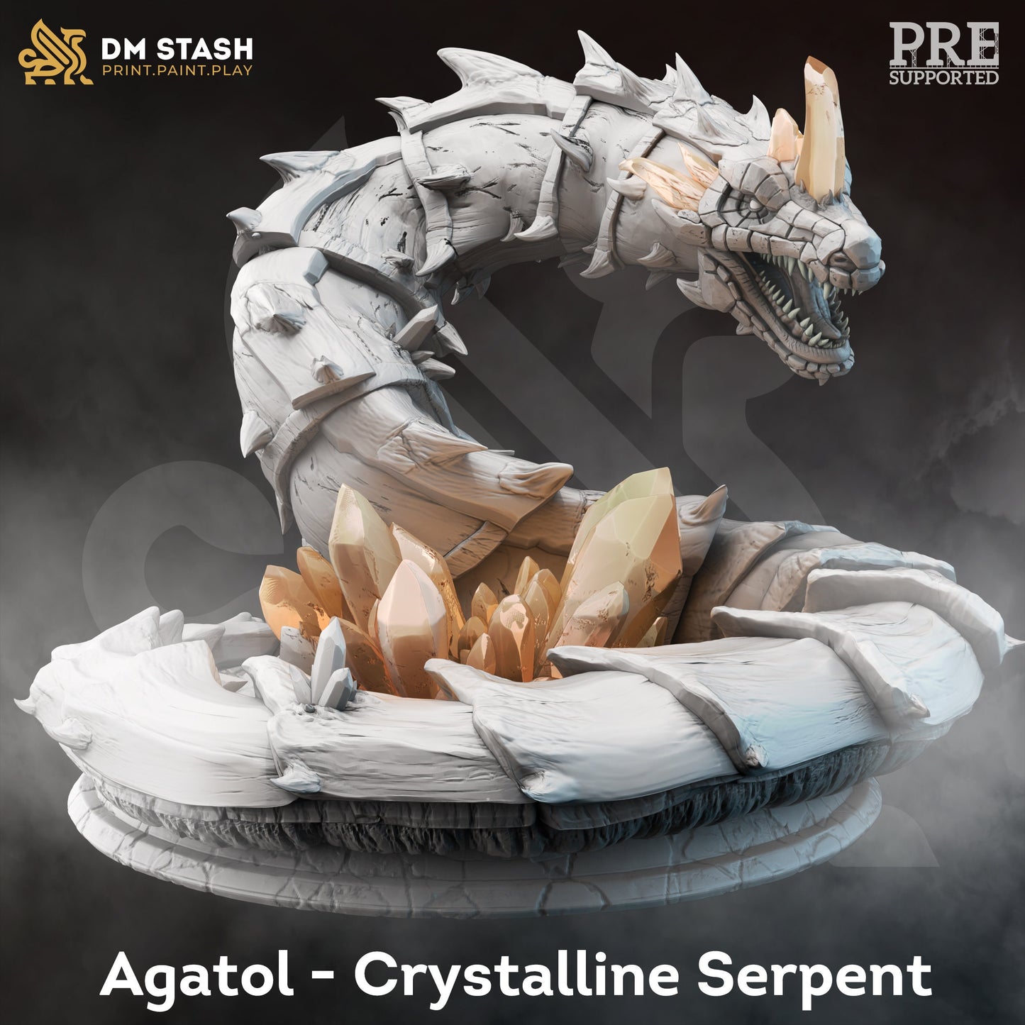 Crystalline Serpent - Agatol HUGE Monster Figure 12k + Base Print 3D RPG Miniature Gift Idea mini | Dungeons & Dragons | Tabletop | DM Stash