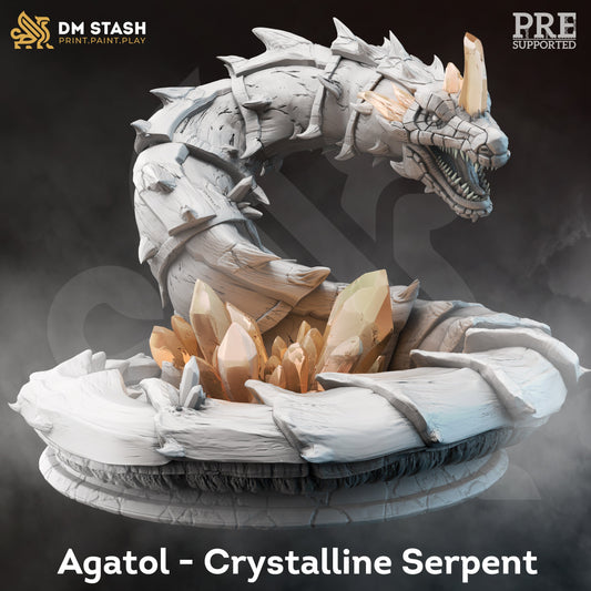 Crystalline Serpent - Agatol HUGE Monster Figure 12k + Base Print 3D RPG Miniature Gift Idea mini | Dungeons & Dragons | Tabletop | DM Stash