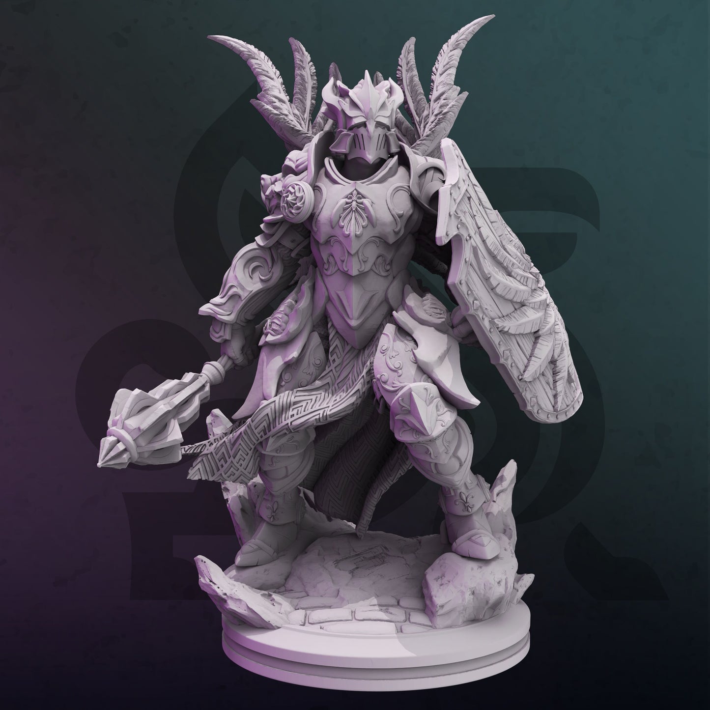 Arcana Cleric - Zyril Warrior with Mace Figure 12k + Base Print 3D RPG Miniature Gift Idea mini | Dungeons & Dragons  Tabletop DM Stash