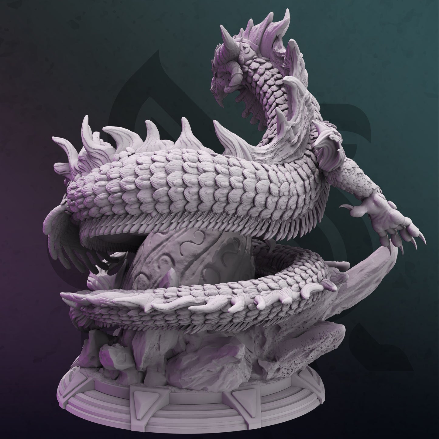 Eastern Arcane Dragon - Byrilwyn Egg HUGE Figure 12k + Base Print 3D RPG Miniature Gift Idea | Dungeons & Dragons mini | Tabletop | DM Stash