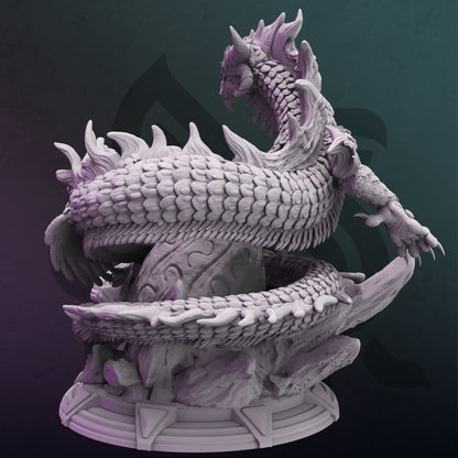 Eastern Arcane Dragon - Byrilwyn Egg HUGE Figure 12k + Base Print 3D RPG Miniature Gift Idea | Dungeons & Dragons mini | Tabletop | DM Stash