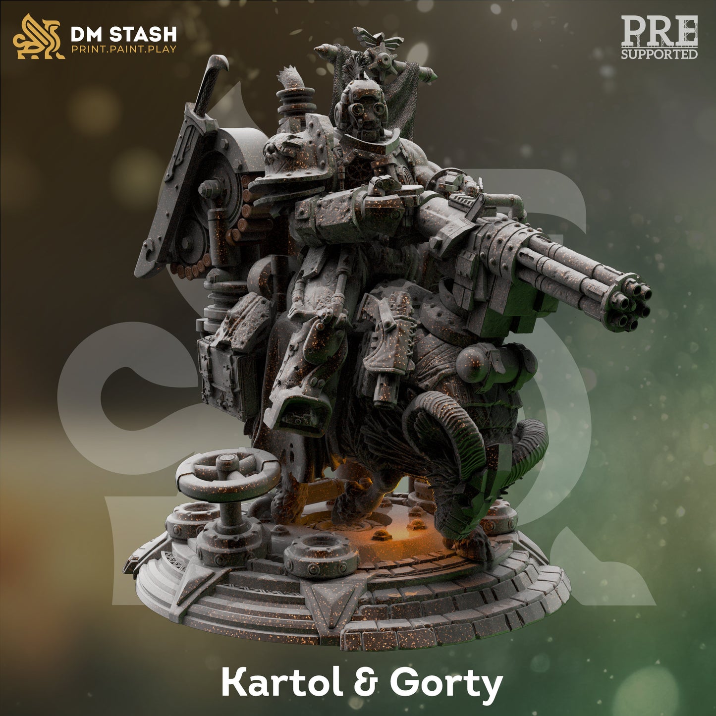 Mounted Steampunk Soldier - Kartol n Gorty Figure with base print 3d 12k miniature Gift Idea mini | Dungeons & Dragons | Tabletop | DM Stash