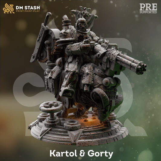 Mounted Steampunk Soldier - Kartol n Gorty Figure with base print 3d 12k miniature Gift Idea mini | Dungeons & Dragons | Tabletop | DM Stash