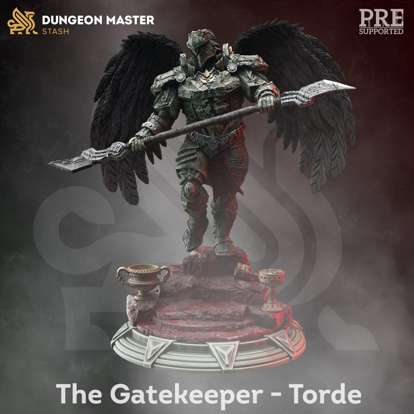 Celestial Warrior Statue Torde Gatekeeper HUGE Figure with base print 3d 12k miniature Gift Idea mini | Dungeons & Dragons Tabletop DM Stash