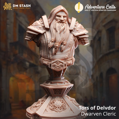 BUST -Dwarven Life Cleric - Tors of Delvdor 120mm tall figure print 3d 12k miniature Gift Idea Dungeons and Dragons Tabletop DM Stash