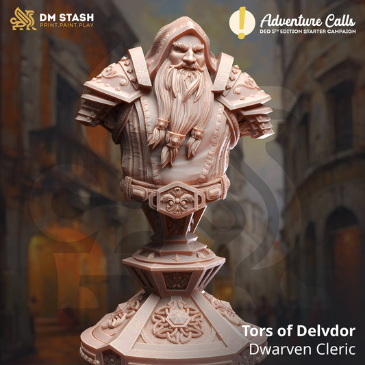 BUST -Dwarven Life Cleric - Tors of Delvdor 120mm tall figure print 3d 12k miniature Gift Idea Dungeons and Dragons Tabletop DM Stash