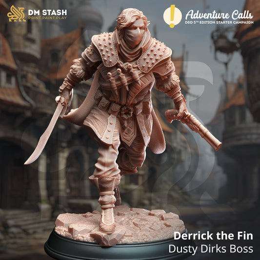 Bandit Boss - Derrick the Fin Assassin Rouge Figure with base print 3d 12k miniature Gift Idea mini | Dungeons & Dragons | Tabletop DM Stash