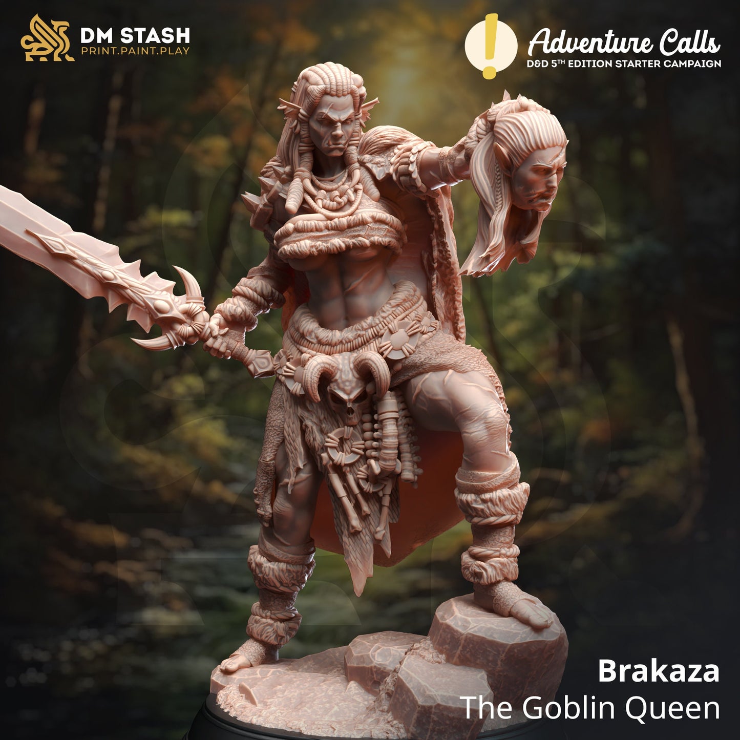 Hobgoblin Barbarian Queen - Brakaza Head Figure with base print 3d 12k miniature Gift Idea mini | Dungeons & Dragons | Tabletop DM Stash