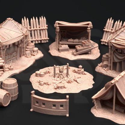 Camp Site Terrain Set - A Place of Respite Enviro 20 pieces print 3d 12k miniature Gift Idea mini | Dungeons & Dragons | Tabletop | DM Stash