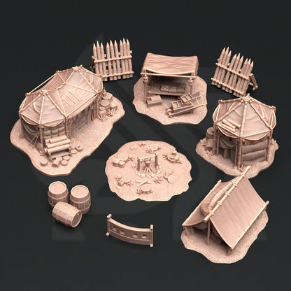 Camp Site Terrain Set - A Place of Respite Enviro 20 pieces print 3d 12k miniature Gift Idea mini | Dungeons & Dragons | Tabletop | DM Stash