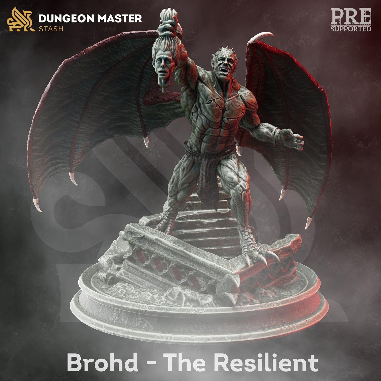 Cackling Gargoyle - Brohd Vampire King Figure with base print 3d 12k miniature Gift Idea mini | Dungeons & Dragons | Tabletop | DM Stash