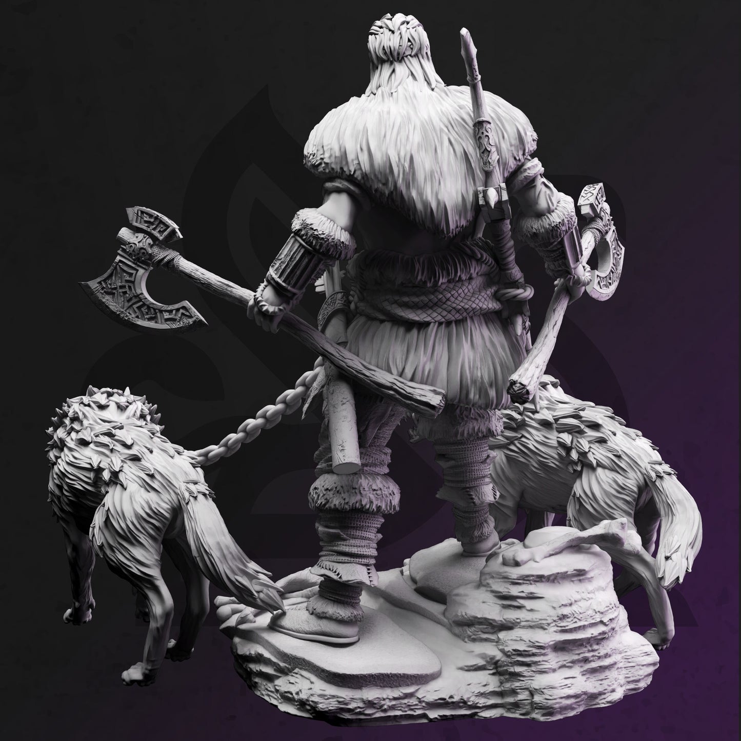 Goliath Wolf Master - Wajoski Hunds Warrior Figure with base print 3d 12k miniature Gift Idea mini | Dungeons & Dragons | Tabletop DM Stash