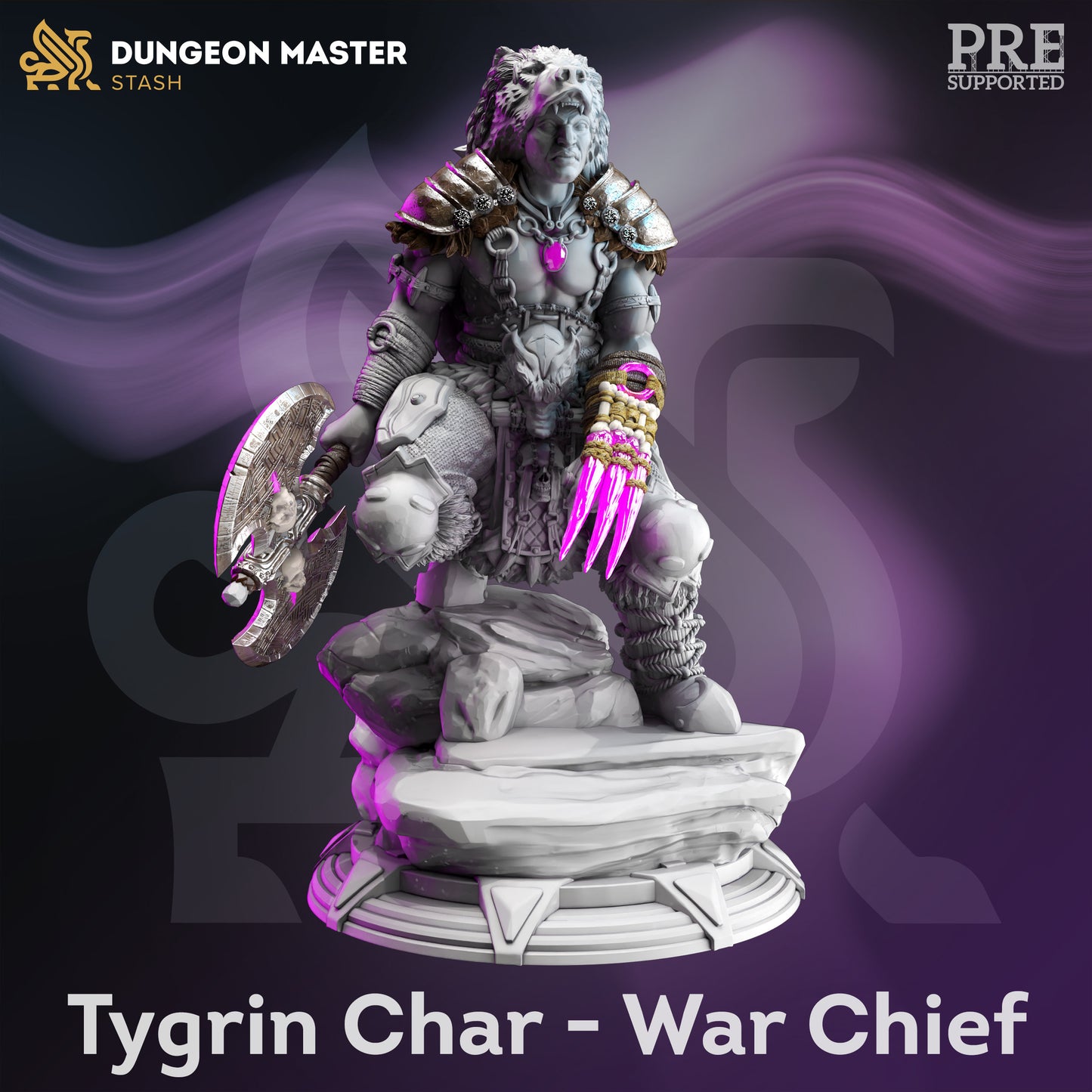 Goliath War Chief - Tygrin Char Warrior Figure with base print 3d 12k miniature Gift Idea mini | Dungeons & Dragons | Tabletop DM Stash