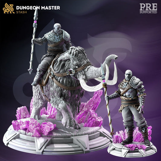 Goliath Mammoth Rider -Touches-the-Sky Warrior Figure with base print 3d 12k miniature Gift Idea mini | Dungeons & Dragons Tabletop DM Stash