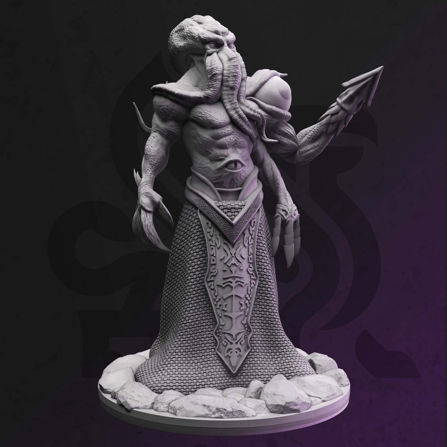 Psy Flayer Shape Shifter - Elthakar Sea Monster Figure with base print 3d 12k miniature Gift Idea mini  Dungeons & Dragons Tabletop DM Stash