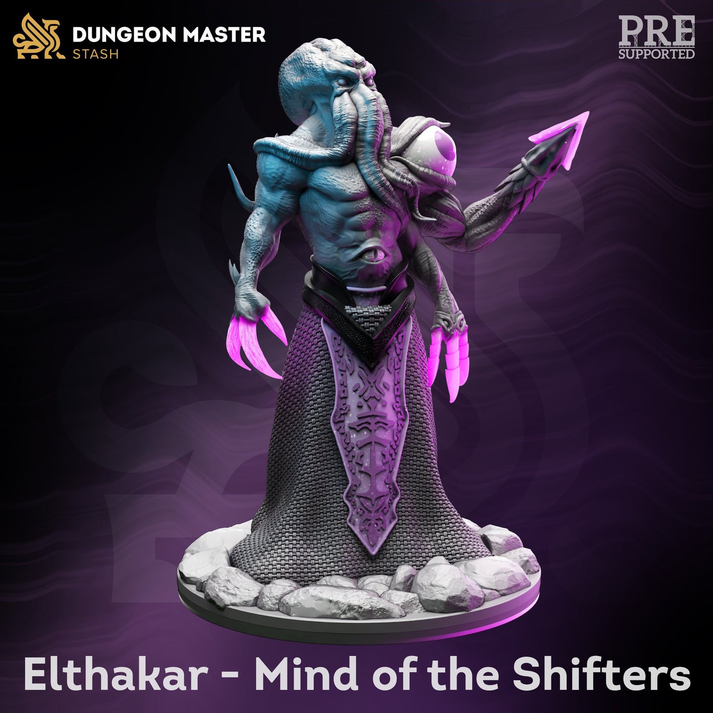 Psy Flayer Shape Shifter - Elthakar Sea Monster Figure with base print 3d 12k miniature Gift Idea mini  Dungeons & Dragons Tabletop DM Stash