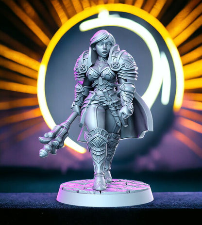 Caliope - Woman Warrior Knight Figure 12k + Base + BONUS Print 3D RPG Miniature Gift Idea mini | Dungeons & Dragons | Tabletop | RN Estudio