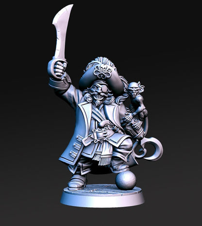 Madolff - One eyed Pirate Beer Figure 12k + Base + BONUS Print 3D RPG Miniature Gift Idea mini | Dungeons & Dragons | Tabletop | RN Estudio