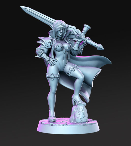 Zeera Woman Elven Knight Sword Figure 12k + Base + BONUS Print 3D RPG Miniature Gift Idea mini | Dungeons & Dragons | Tabletop | RN Estudio