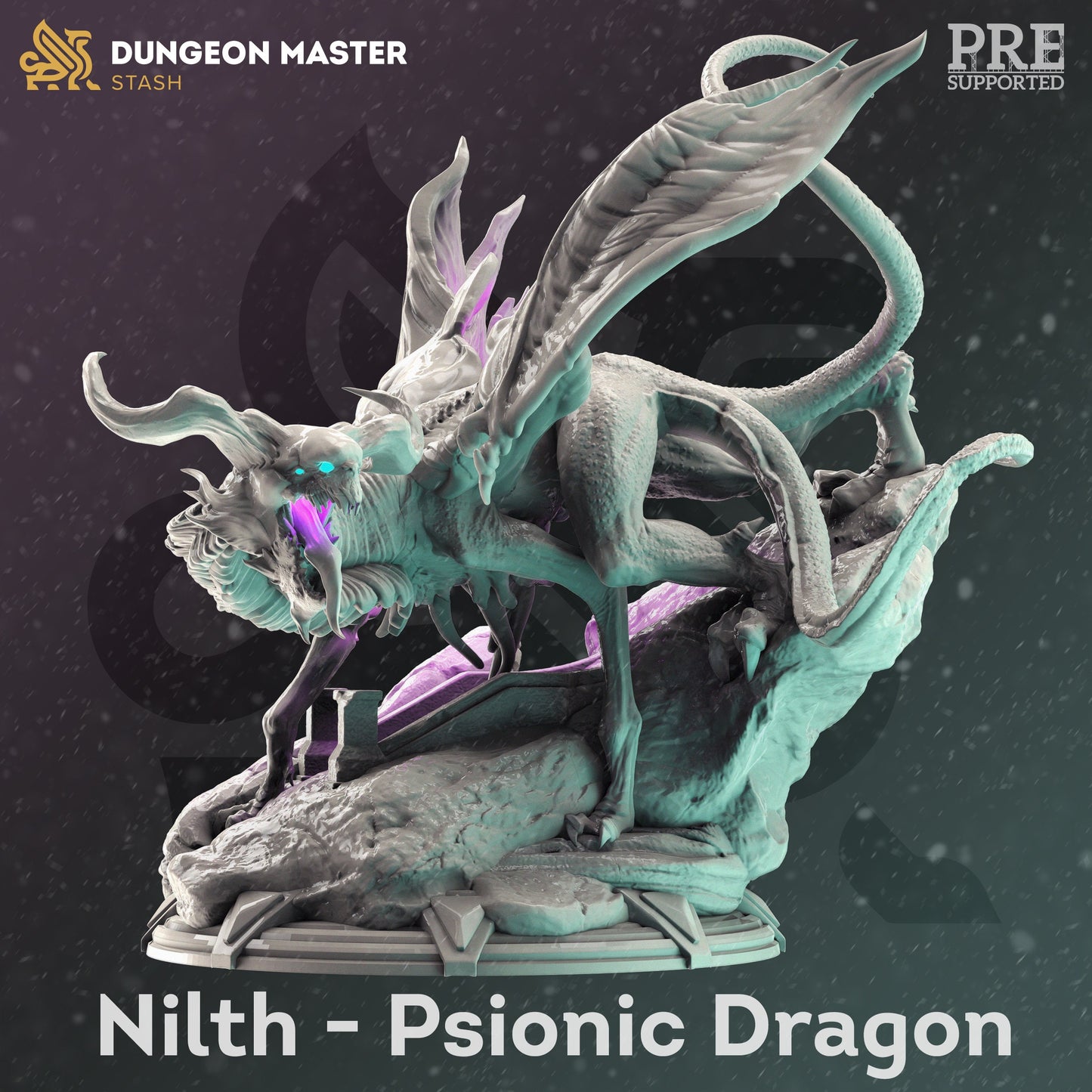 Psionic Dragon - Nilth Monster GIANT Figure with base print 3d 12k miniature Gift Idea mini | Dungeons & Dragons | Tabletop | DM Stash