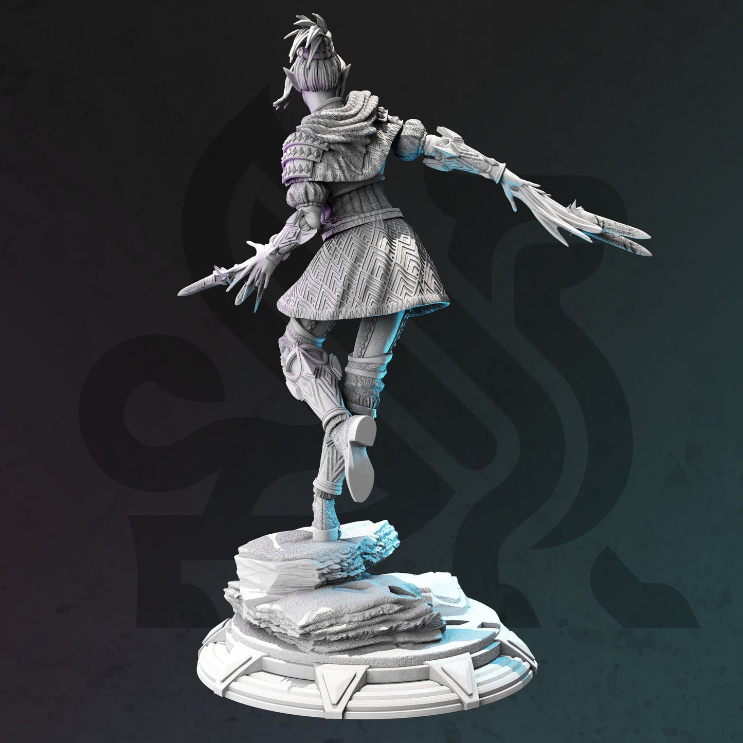 Soulknife Half-Elf Rogue - Calanar Woman Figure with base print 3d 12k miniature Gift Idea mini | Dungeons & Dragons | Tabletop | DM Stash