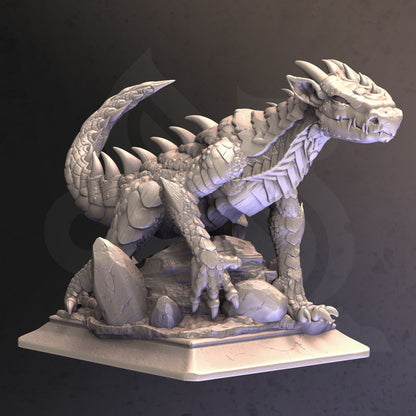 Silver Tailed Drake - Ekerin Dargon Figure + base + BONUS print 3d 12k miniature Gift Idea mini | Dungeons & Dragons | Tabletop | DM Stash