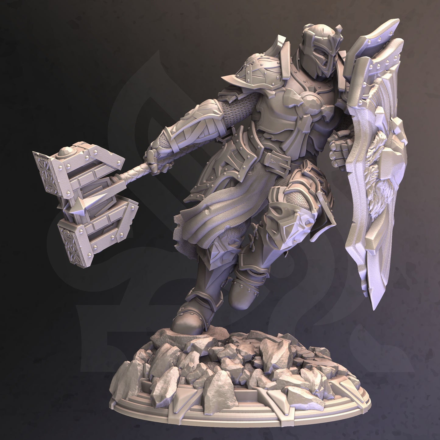 Holy Paladin - Cardioth Shieldsman Figure + base + BONUS print 3d 12k miniature Gift Idea mini | Dungeons & Dragons | Tabletop | DM Stash