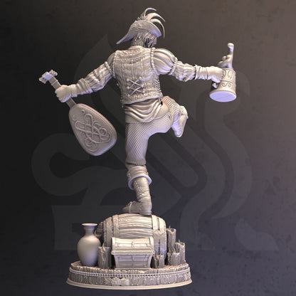 Drunk Half-Elf Bard - Brekken Barrel Figure + base + BONUS print 3d 12k miniature Gift Idea mini | Dungeons & Dragons | Tabletop | DM Stash