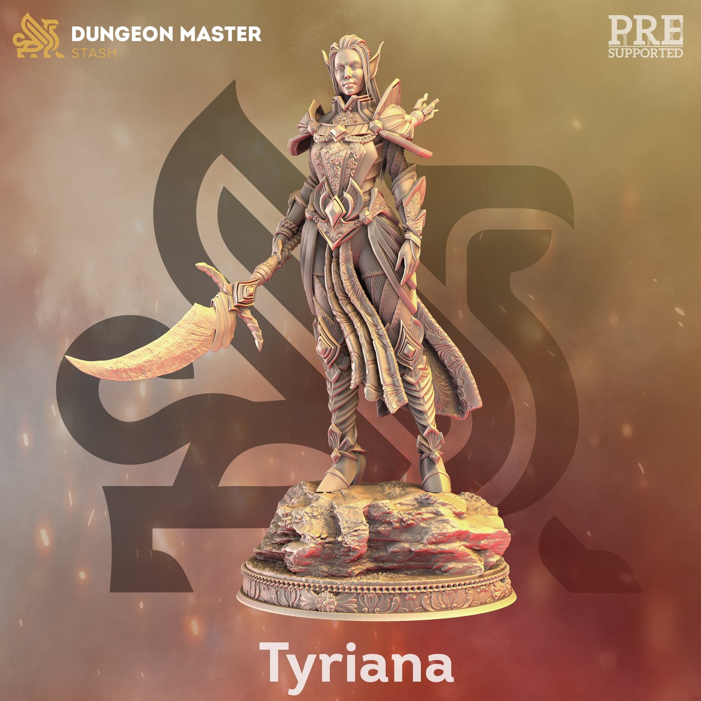 Elven Paladin of War - Tyriana Figure + base + BONUS print 3d 12k miniature Gift Idea mini | Dungeons & Dragons | Tabletop | DM Stash