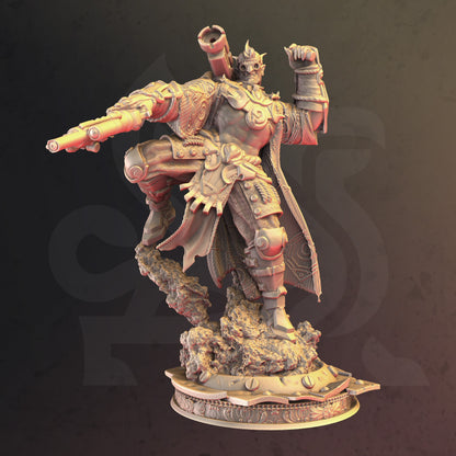 Half-Orc Artificer - Tomas Lumens Gun Figure + base + BONUS print 3d 12k miniature Gift Idea mini | Dungeons & Dragons | Tabletop | DM Stash