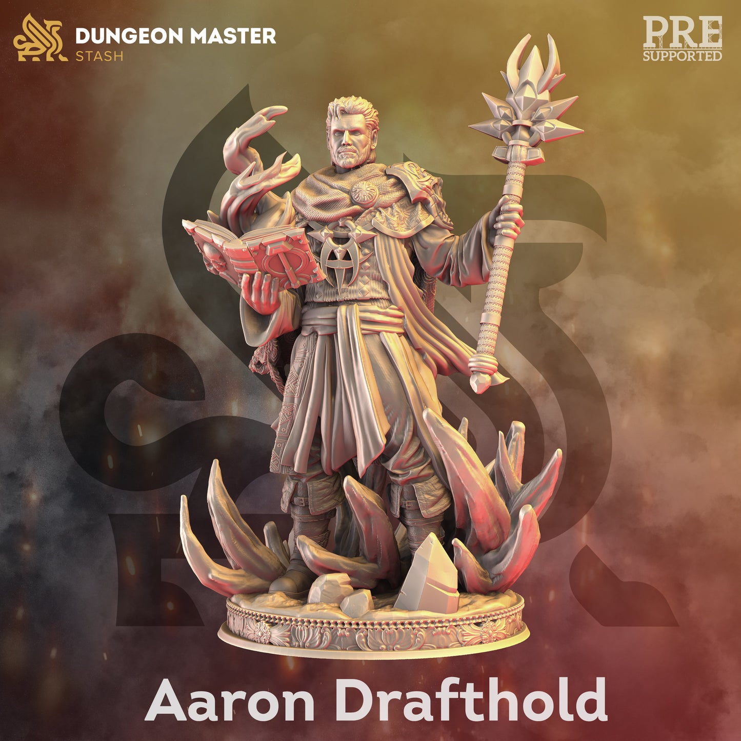 Human Wizard Loremaster - Aaron Mage Figure + base + BONUS print 3d 12k miniature Gift Idea mini | Dungeons & Dragons | Tabletop | DM Stash