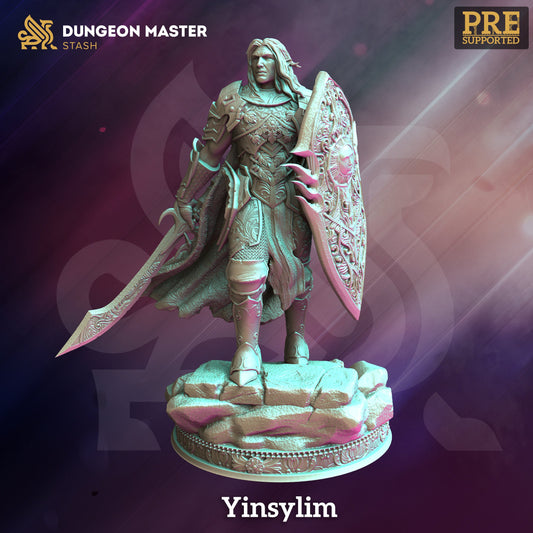 Elven Paladin - Yinsylim Knight Figure + base + BONUS print 3d 12k miniature Gift Idea mini | Dungeons & Dragons | Tabletop | DM Stash