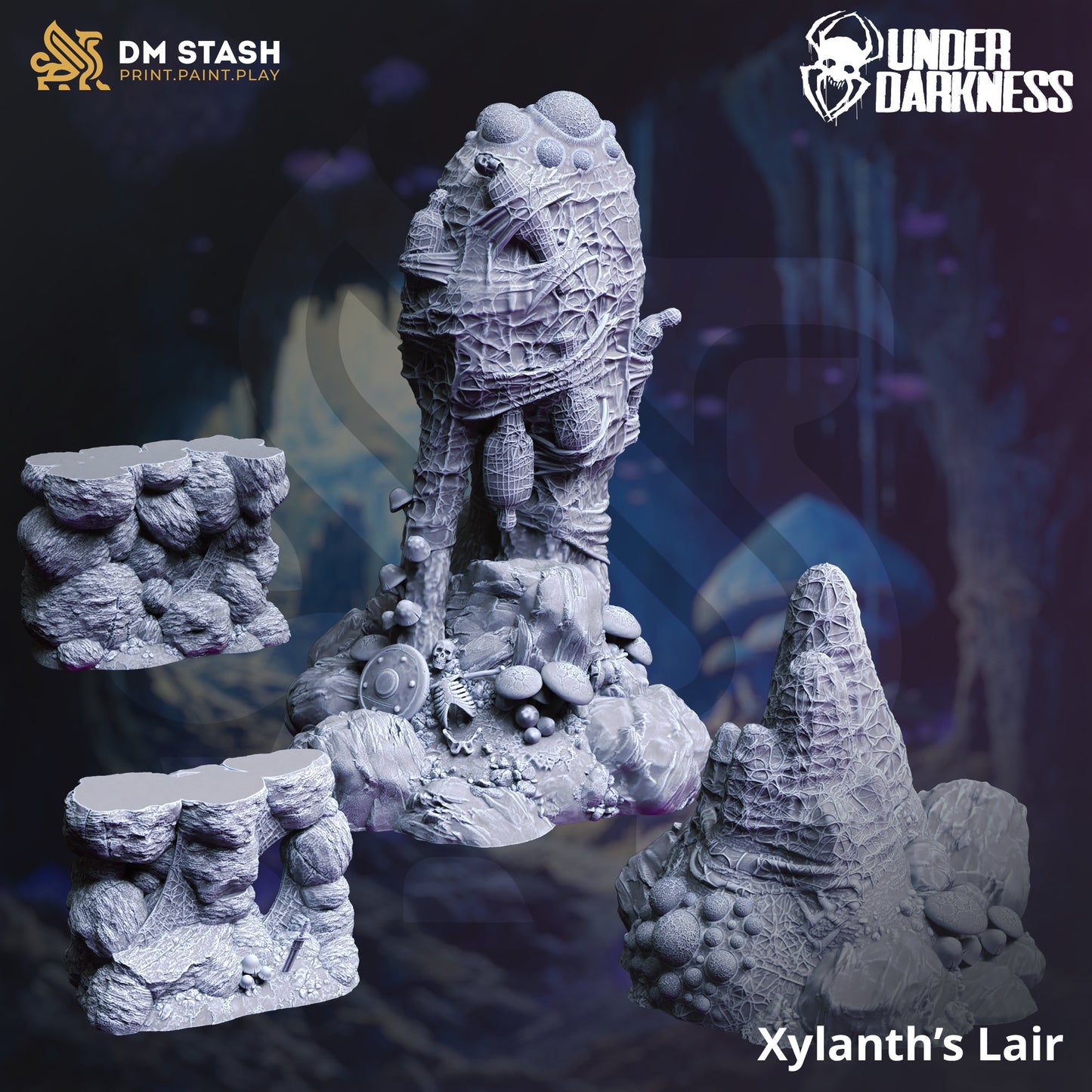 Spiders Lair Terrain Set - Enviro Lair Figure 12k Print 3D RPG Miniature Gift Idea mini | Dungeons & Dragons | Tabletop | DM Stash