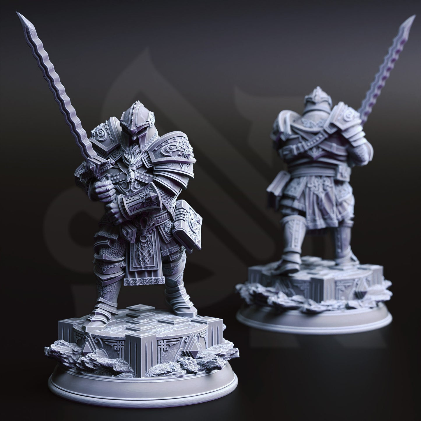 Dwarf Noble Fighter - Kharmir Knight Figure + Base + BONUS print 3d 12k miniature Gift Idea mini | Dungeons & Dragons | Tabletop | DM Stash