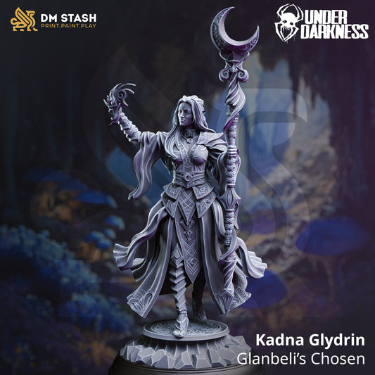 Drow High Priestess of the Moon - Kadna Figure + Base + BONUS print 3d 12k miniature Gift Idea mini | Dungeons & Dragons | Tabletop DM Stash