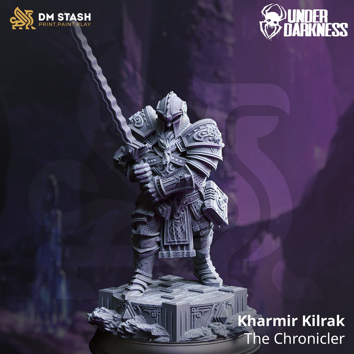 Dwarf Noble Fighter - Kharmir Knight Figure + Base + BONUS print 3d 12k miniature Gift Idea mini | Dungeons & Dragons | Tabletop | DM Stash