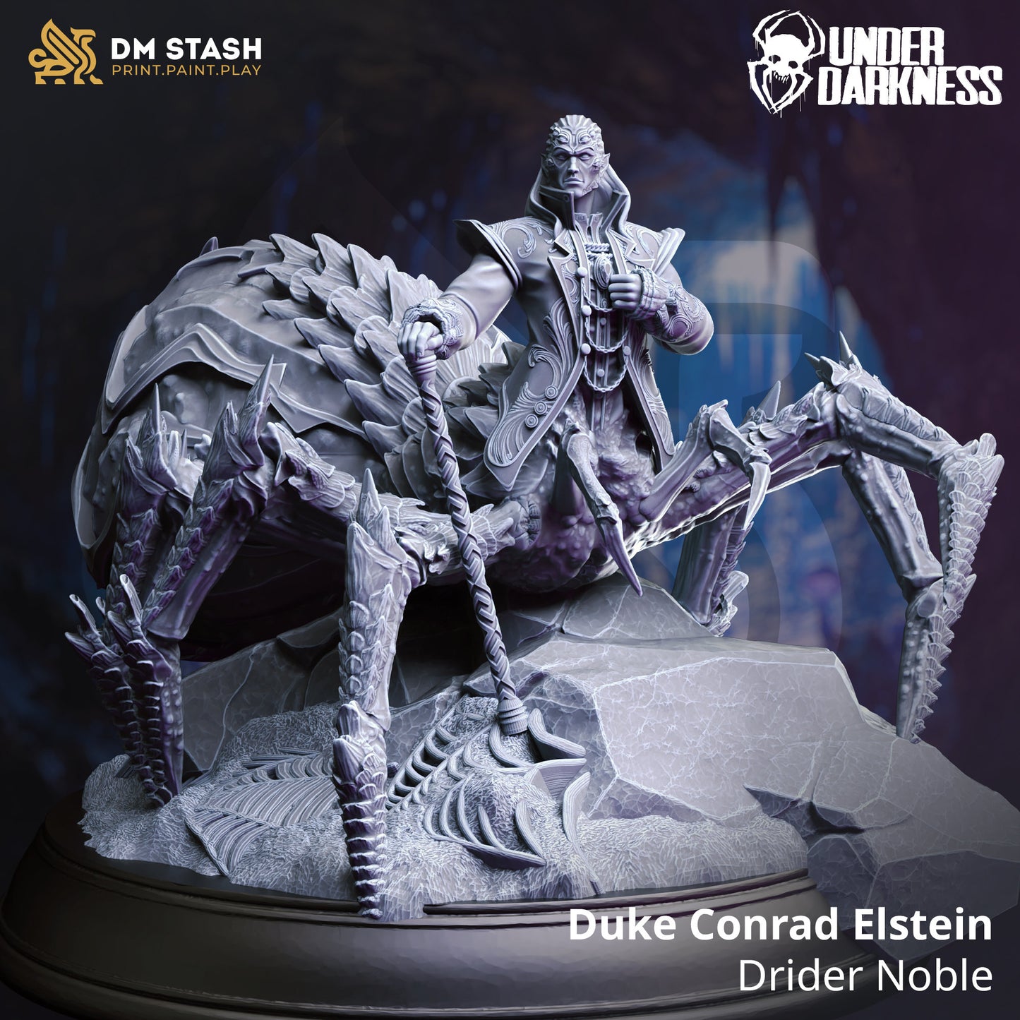 Giant Spider Drider Noble - Duke Conrad Figure + base + BONUS print 3d 12k miniature Gift Idea mini | Dungeons & Dragons | Tabletop DM Stash