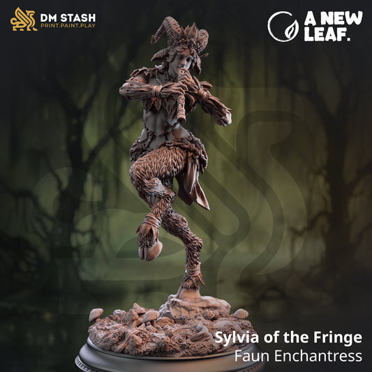 Faun Bard Enchantress - Sylvia Flute Creature Figure 12k + Base Print 3D RPG Miniature Gift Idea mini | Dungeons & Dragons Tabletop DM Stash