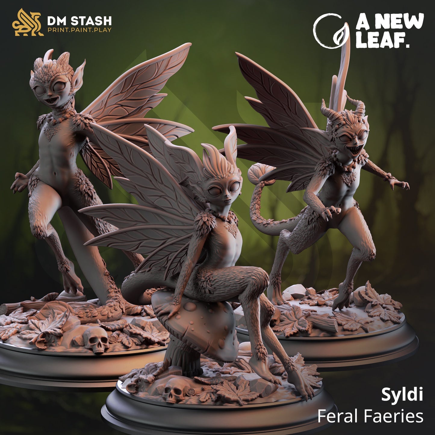 Feral Faeries - Syldi Bundle Dragonflies Figure 12k + Base Print 3D RPG Miniature Gift Idea mini | Dungeons & Dragons | Tabletop | DM Stash