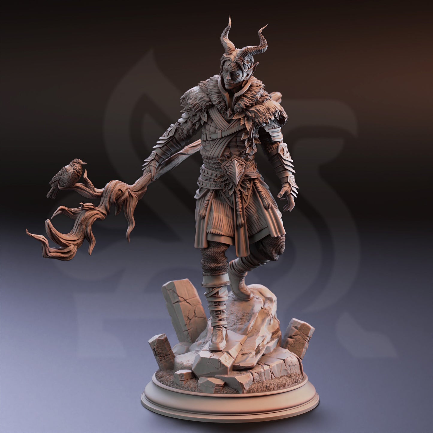 Tiefling Druid Guardian - Garyck Demon Figure 12k + Base Print 3D RPG Miniature Gift Idea mini | Dungeons & Dragons | Tabletop | DM Stash